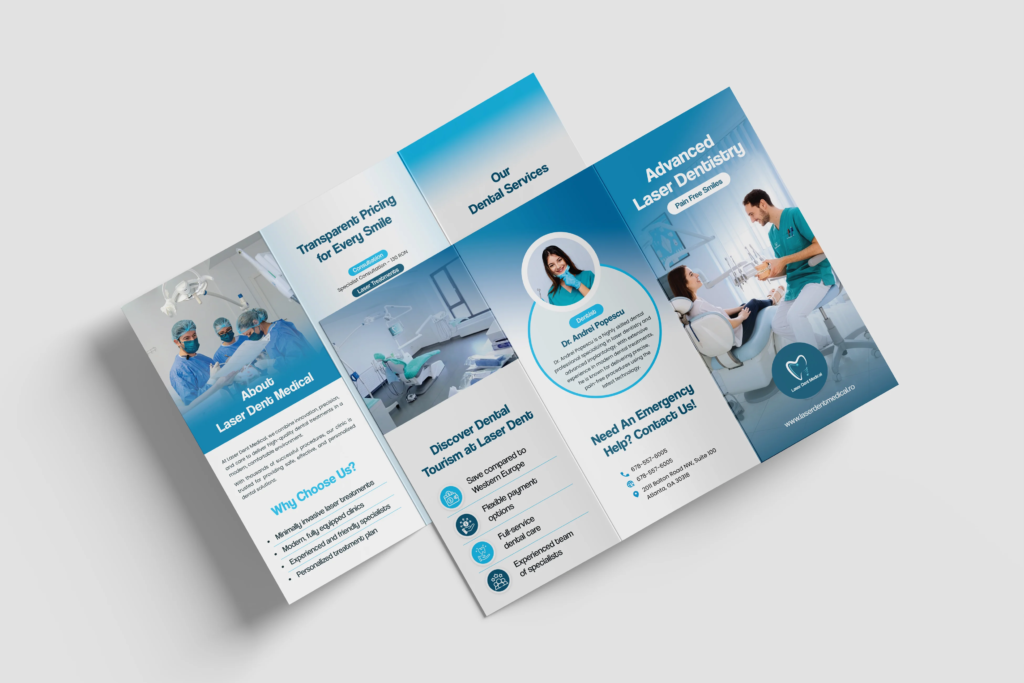 Laser Dent Medical Tri-Fold Brochure Design