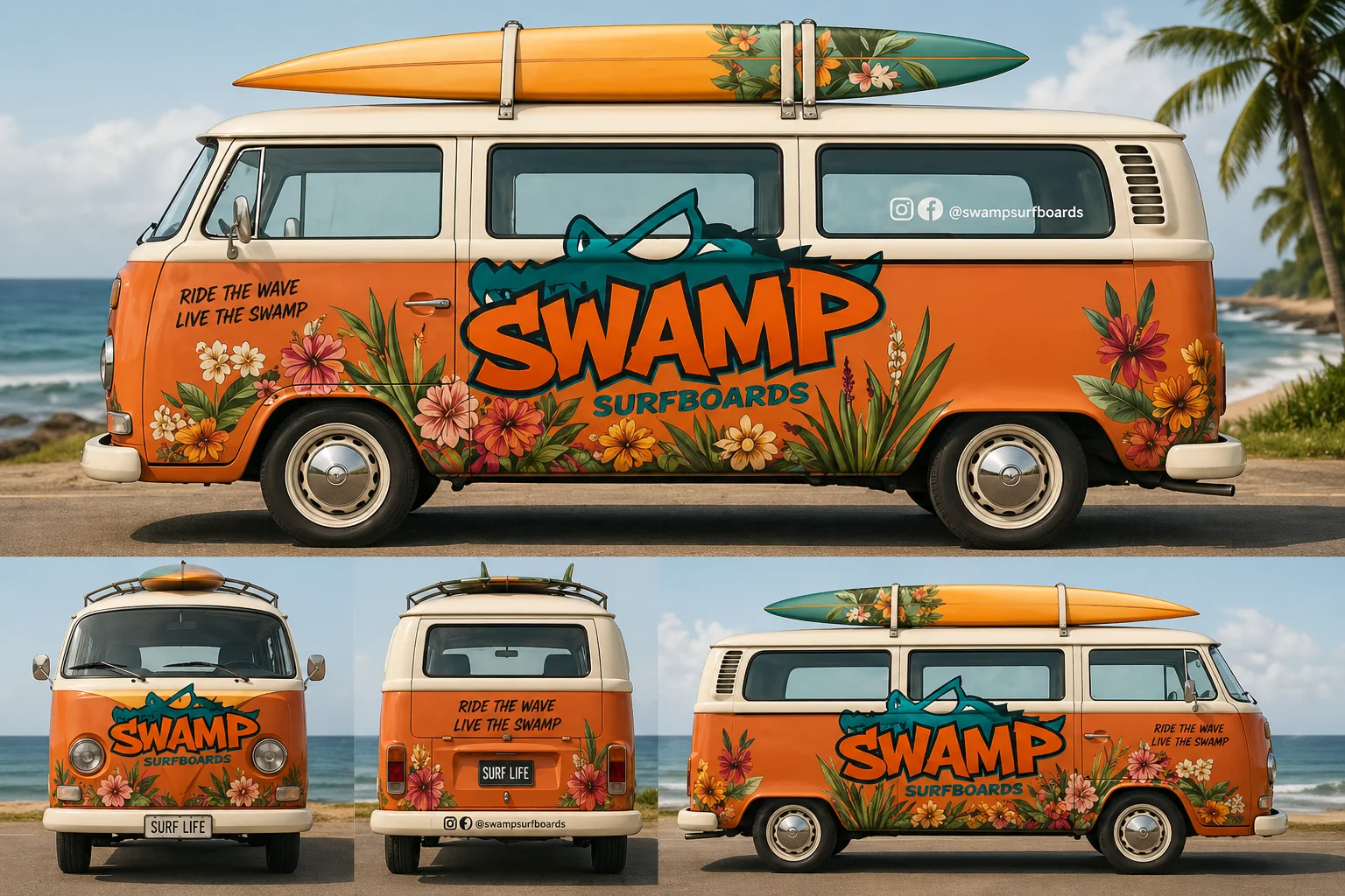 Swamp Surfboards Full Car Wrap Design