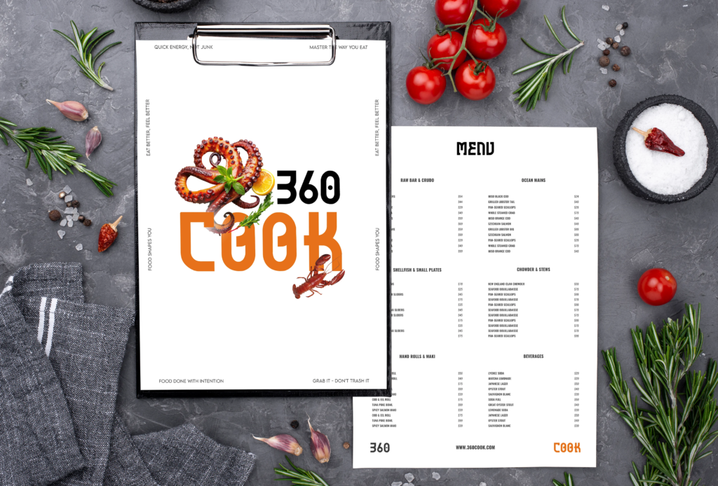 360 Cook Restaurant Menu Design