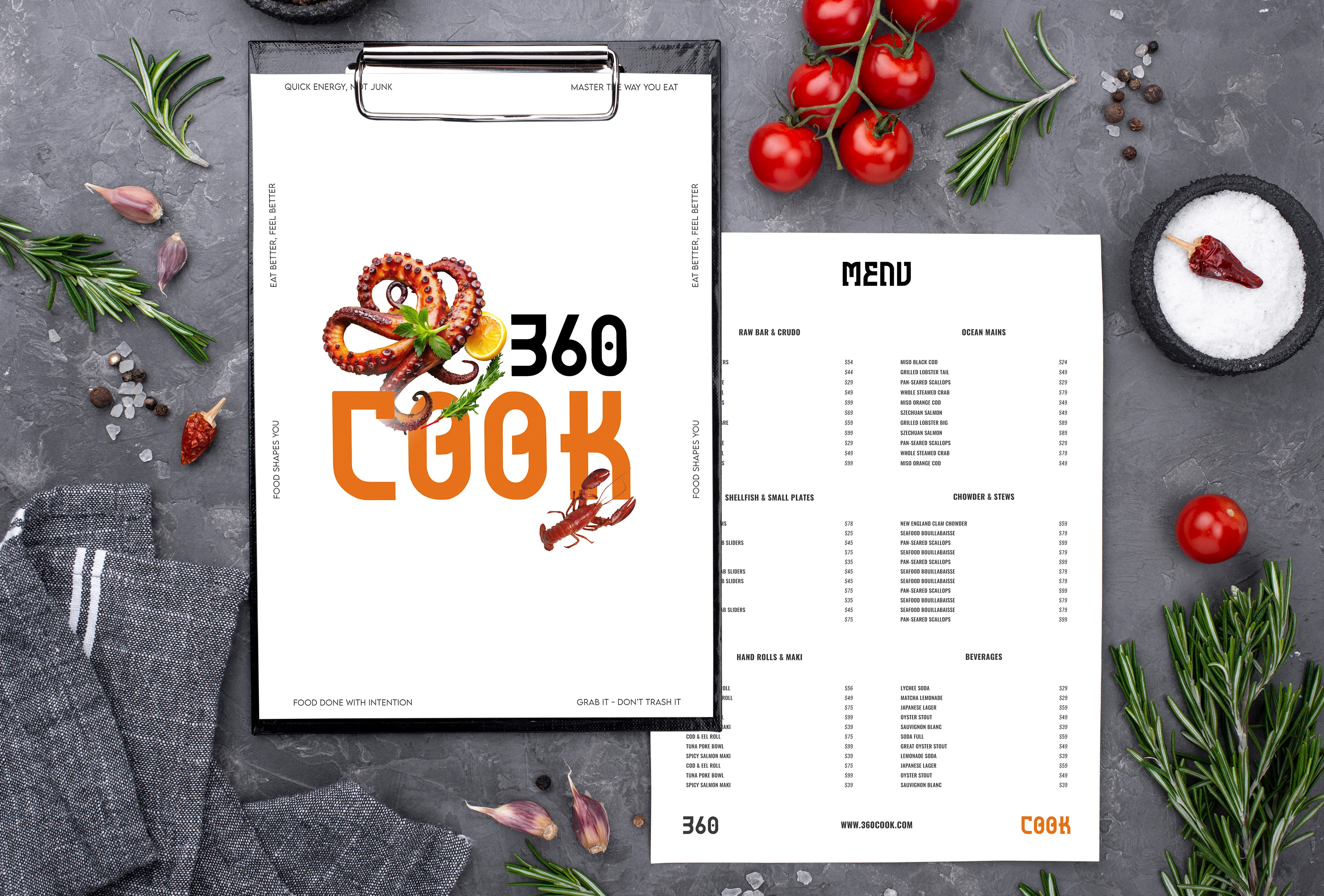 360 Cook Restaurant Menu Design